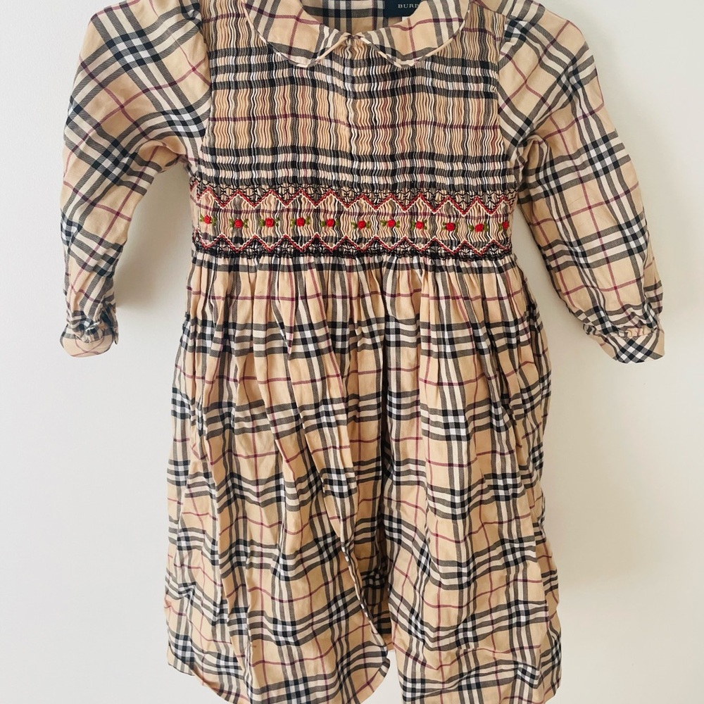 Burberry Kids Checkered Dress - Beige and Black